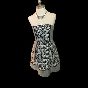 Black and White Strapless Dress